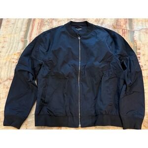 Bonobos Mens Bomber Jacket Navy Blue Ribbed Cuff Full Zip Pockets Outerwear 2XL